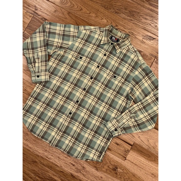 Ralph Lauren RLX Polo Sport Green Plaid Heavy Duty Flannel Shirt Sportsman XL - Picture 2 of 8